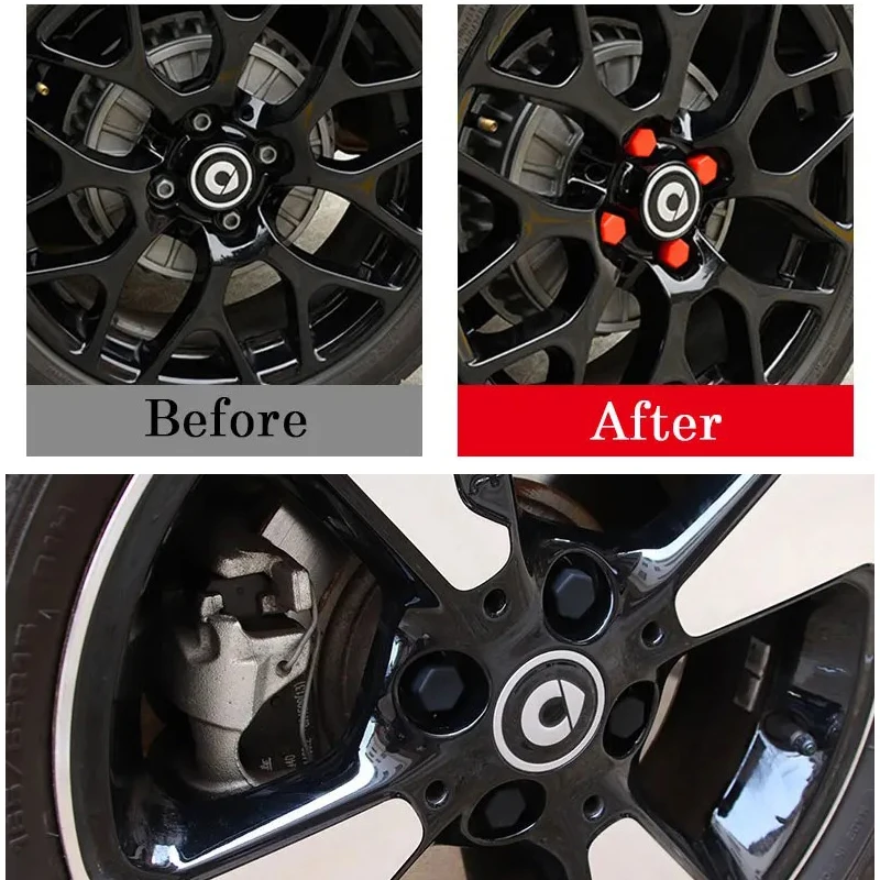 4PCS Car Silicone Wheel Screw Protect Caps Decoration Hub Cover For Smart 450 451 453 Fortwo Forfour Car Accessories Exterior