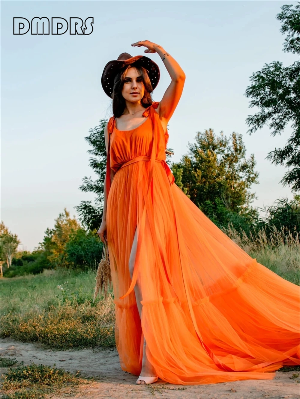 

Many Colors A Line Women's Tulle Dress Sleeveless Maxi Floor Length Women Prom Dress Party Gown For Photo Shoot