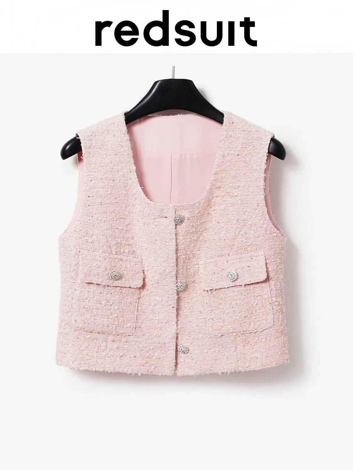 New Heavy Industry Pink U-neck Thin Cute Short Vest Top Summer Custom size