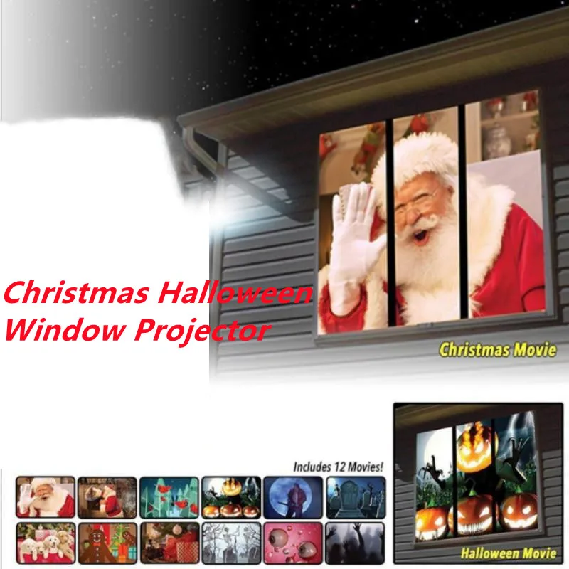 2023 Christmas Halloween Laser Projector 12 Movies Mini Home Theater Projector Indoor Outdoor Window Projector Dropshipping