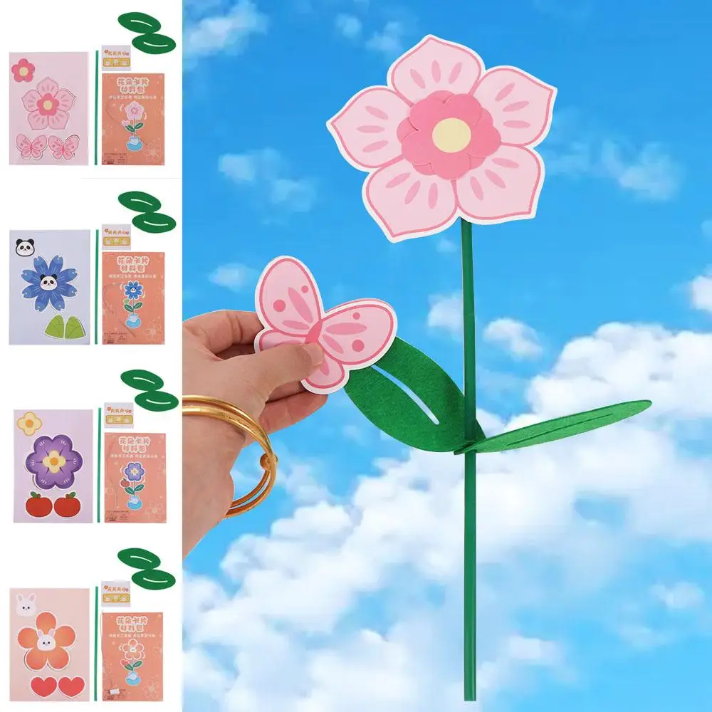 

Material Pack DIY Flower Greeting Card Parent-child Rabbit Handmade Butterfly Sakura Toy Heart Paper Panda Flower Festival Card