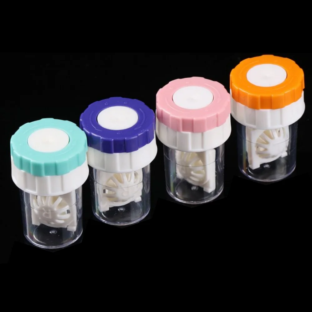 Rotating Contact Lens Cleaner Mini Manual Contact Lens Cleaning Container Portable Multifunctional Cleaning Device