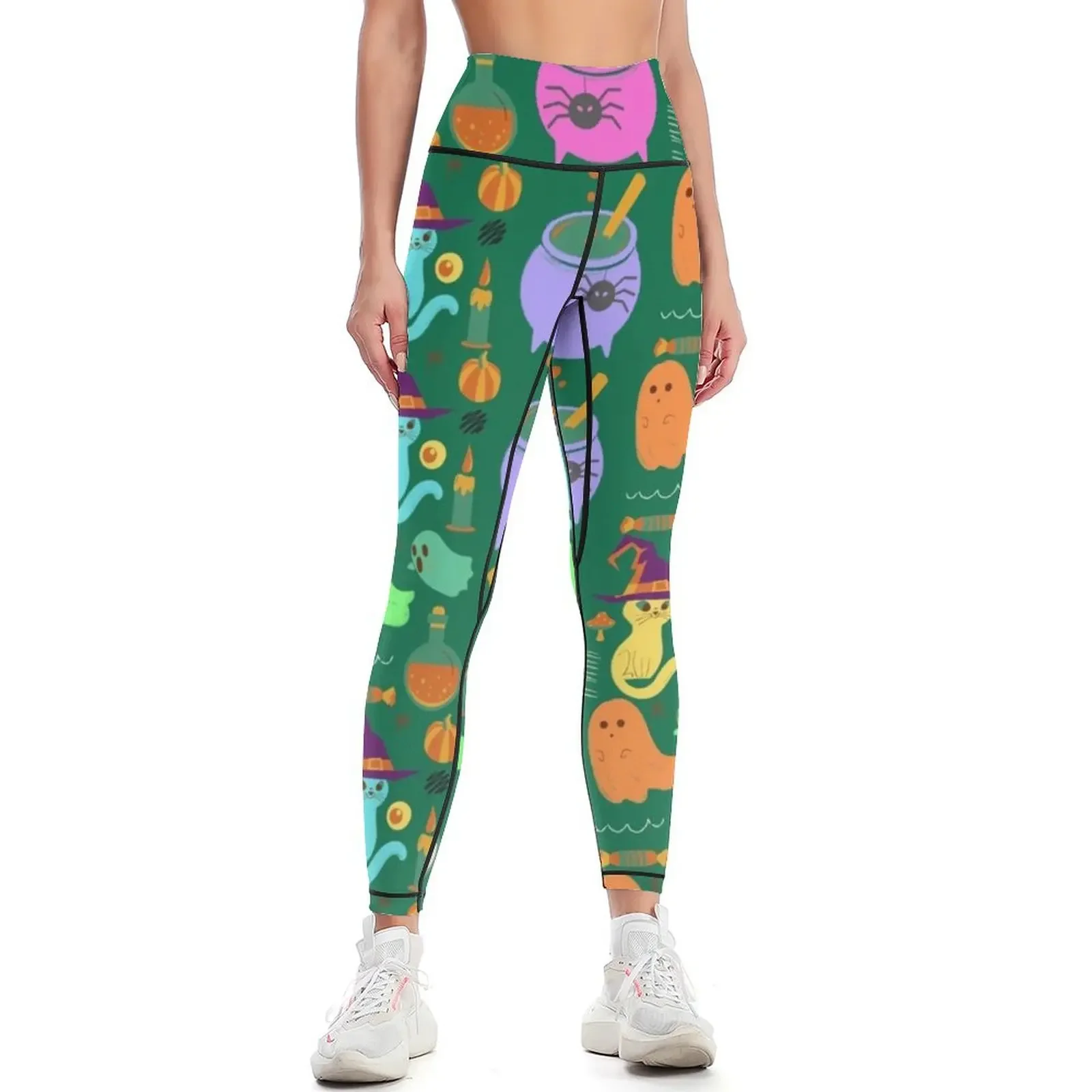 

happy halloween ghosts cat and potion Leggings gym pants Women's pants Legging sexy woman Female legging pants Womens Leggings