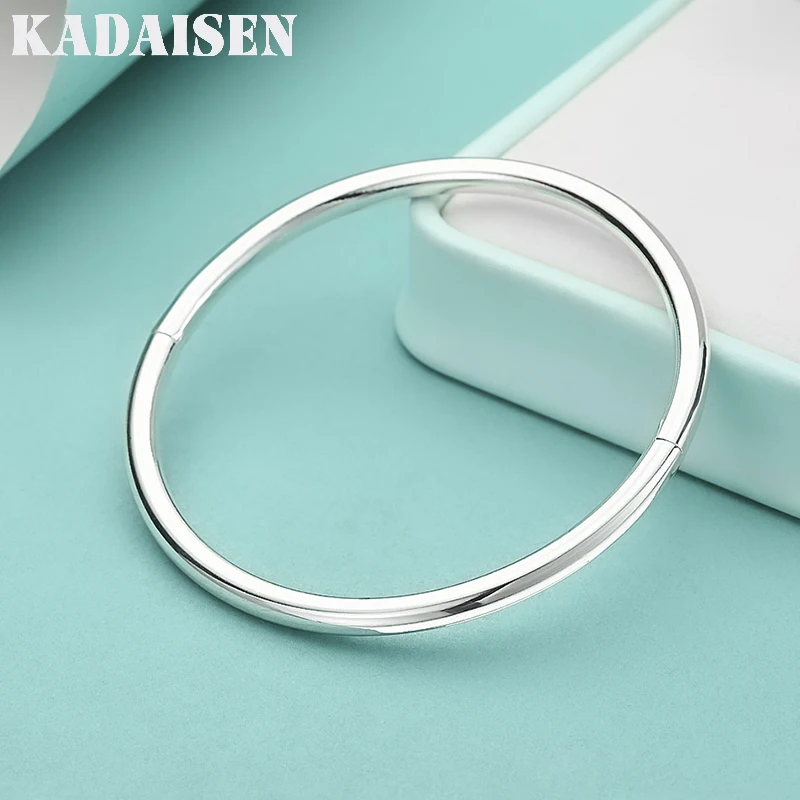 

925 Sterling Silver 4MM Bangle Bracelets For Women Luxury Quality Jewelry Wholesale Jewellery