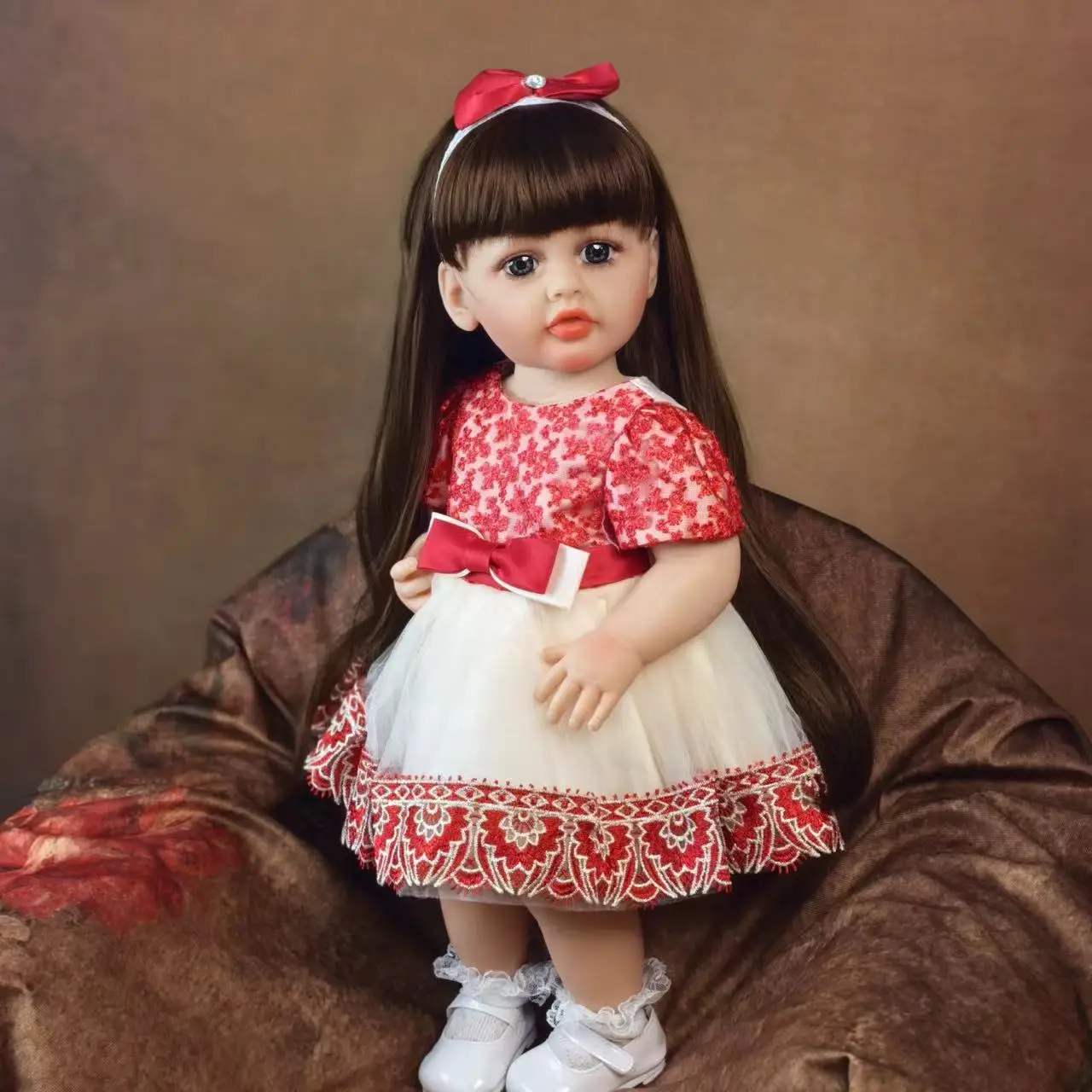 Fashion 55cm Reborn Baby Girl Doll Lifelike Princess Full Silicone Vinyl Doll Baby Decoration Halloween Christmas Gifts Toy