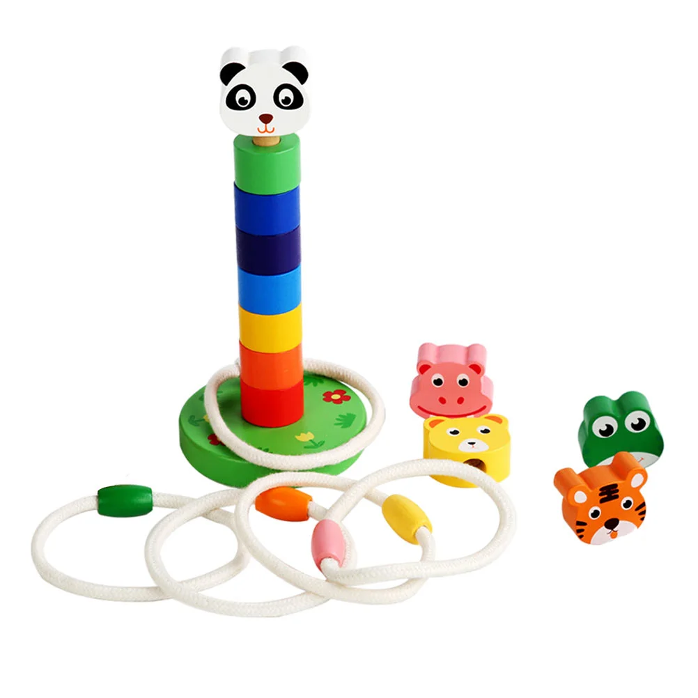 

Ring Game Throwing Toy Rings Cartoon Kids Interactive Educational Tossing Wood Child