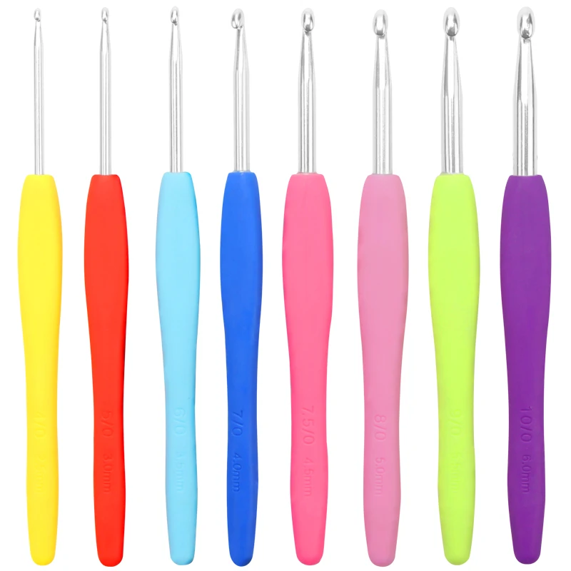 طقم خطاف كروشيه بلون الحلوى مكون من 8 قطع/مجموعة، إبر حياكة لطيفة ومتينة، مثالية لسترة منسوجة يدوية الصنع ومشروع فني إبداعي #1