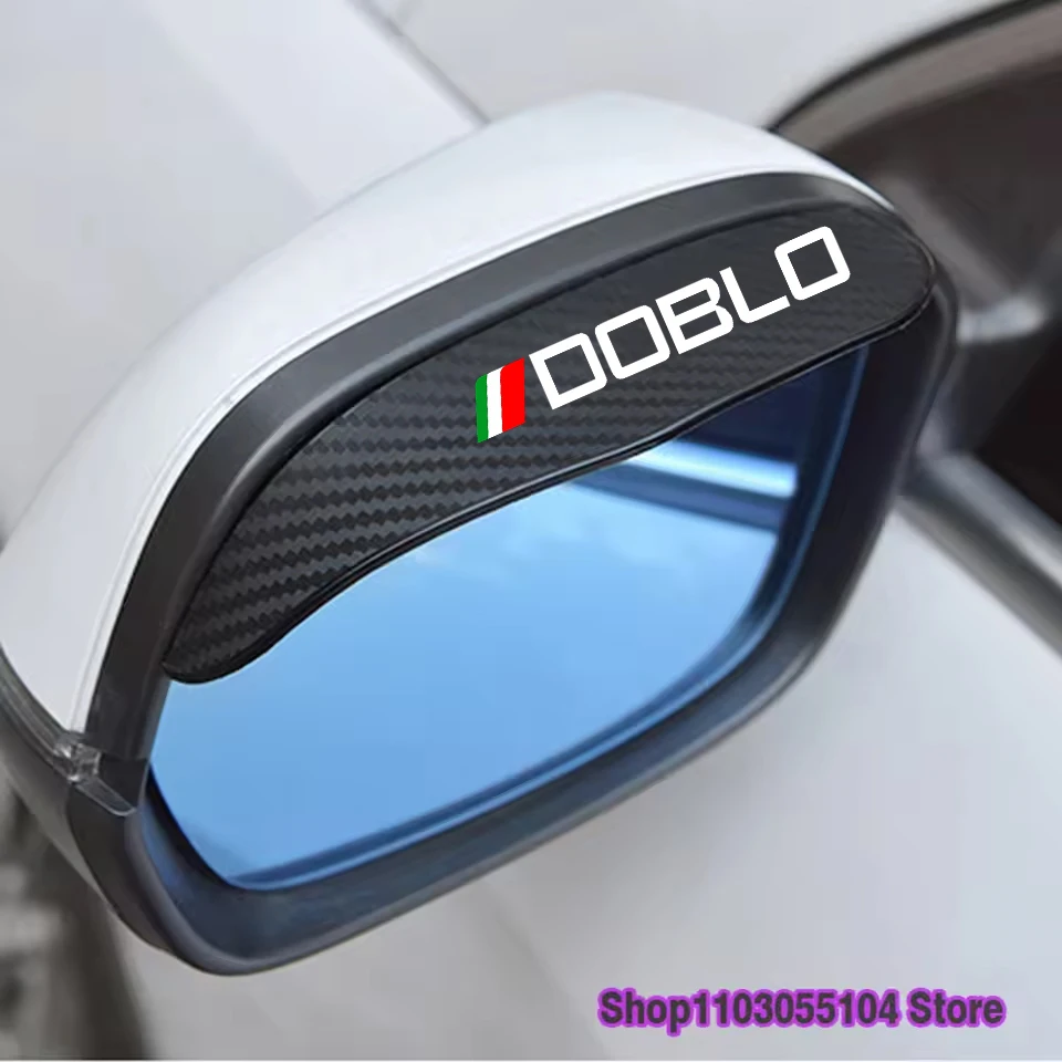 2pcs Carbon fiber Car Rearview Mirror Rain Eyebrow Sticker For fiat QUBO DOBLO STILO Auto Accessories