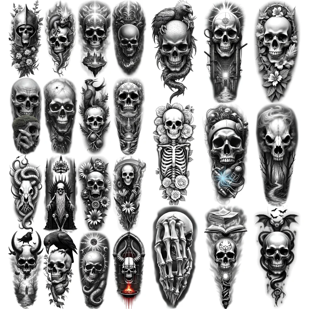 

12 шт., временные татуировки с вороном, водостойкие долговечные наклейки на тело, змея, бабочка, реалистичные временные татуировки, сова для рук