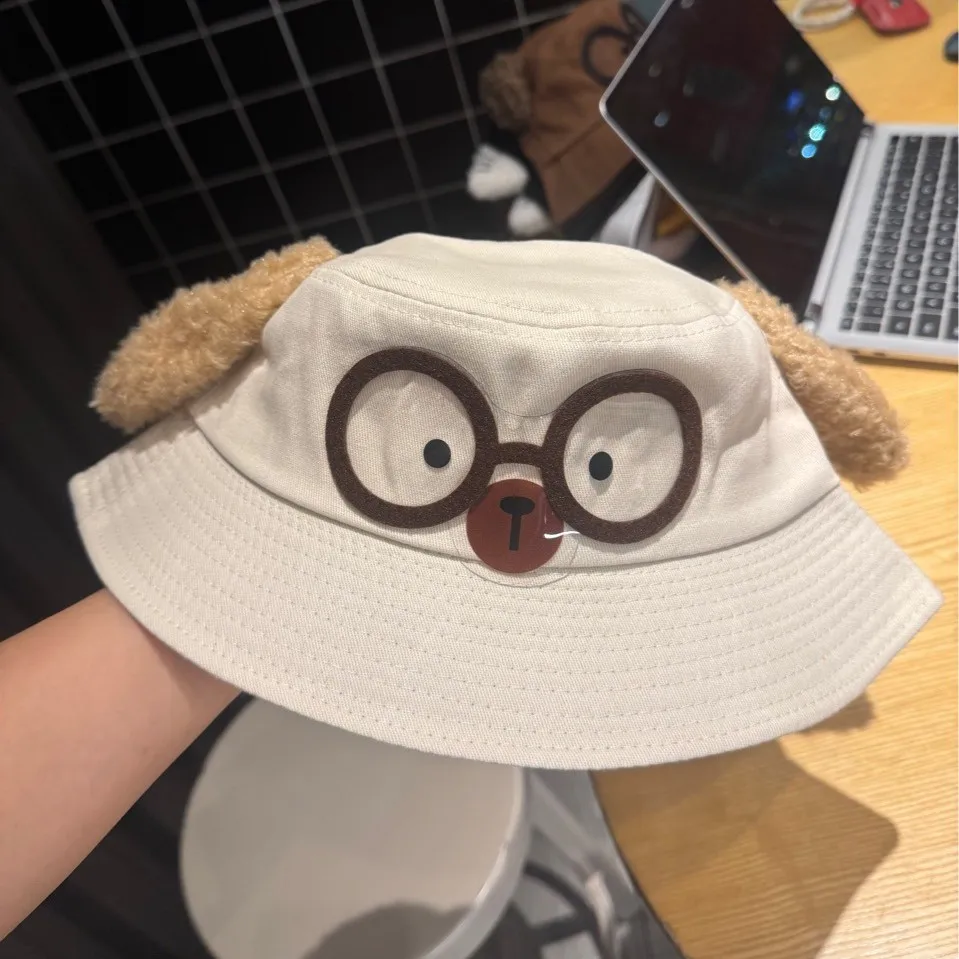 Cute Cartoon Cat Glasses Frame Ears Fisherman Caps Women's Sweet And Adorable Fashionable And Versatile Hats