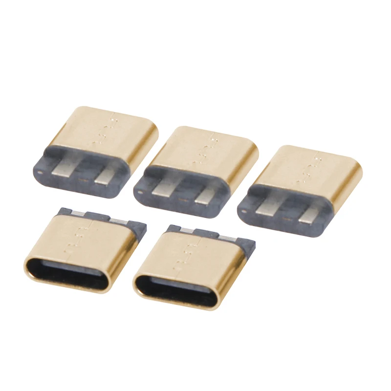 5Pcs USB Type-C 3.1 2Pin Straight Female Jack Welding Wire Connector For Mobile Phone Charging Port Socket