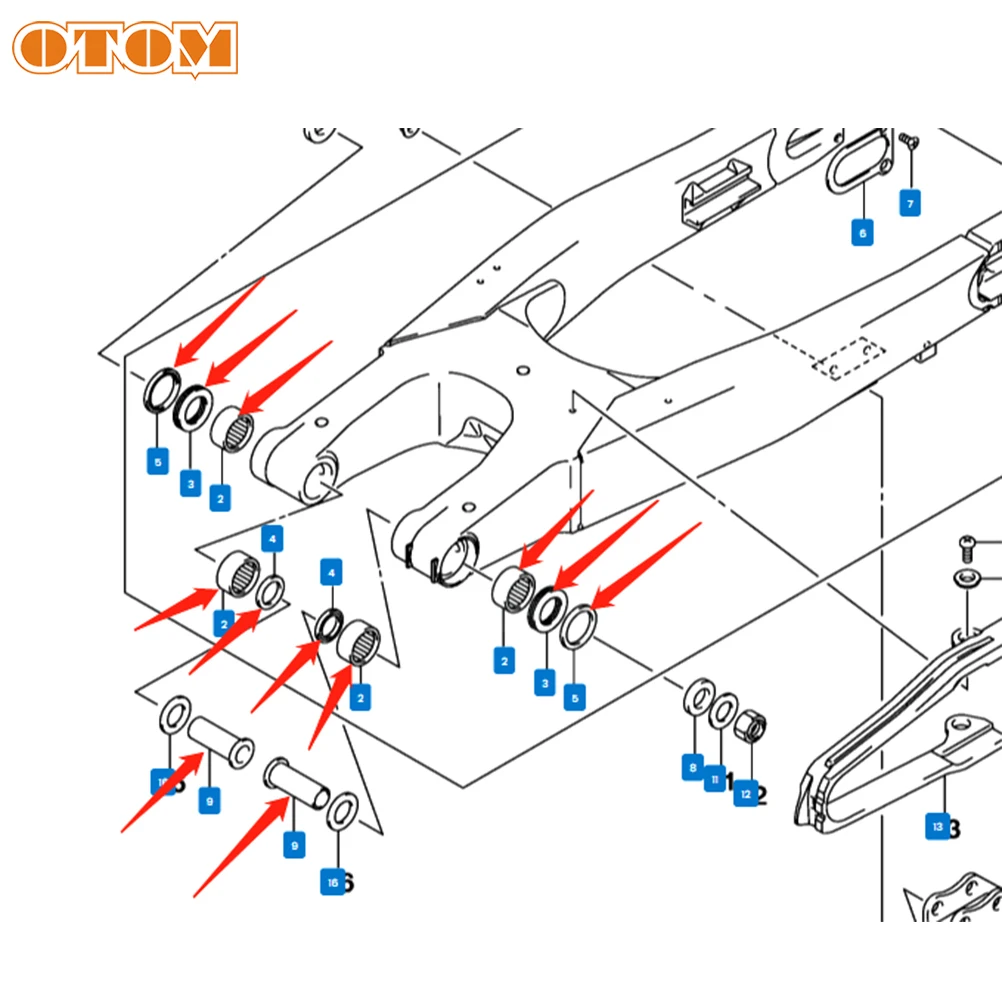 OTOM Motorcycle Swingarm Maintenance Parts Needle Roller Bearing Oil Seal Bushing For SUZUKI RM125 RM250 RMZ 250 450 Rocker Arm