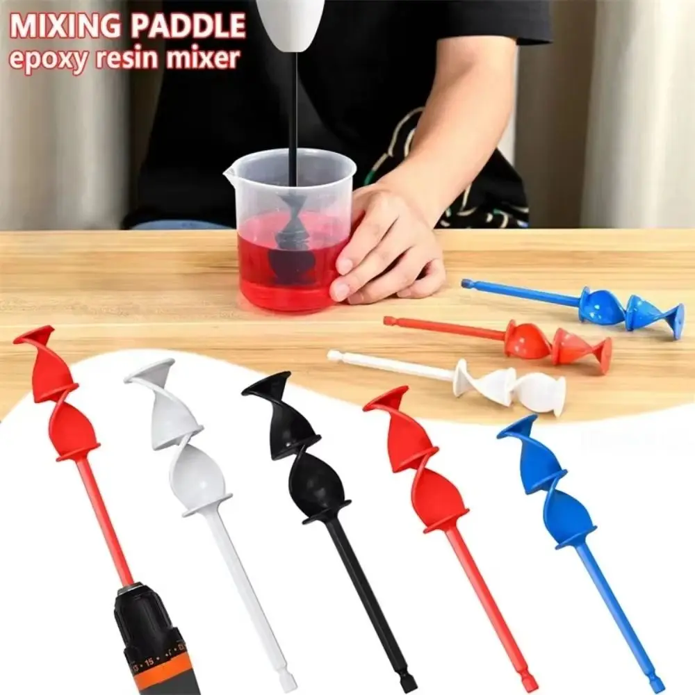 4PCS Hex Shank Epoxy Resin Mixer Helix Design Drill Attachment Paint Stirrer Power Tool Accessories Wear-resistant