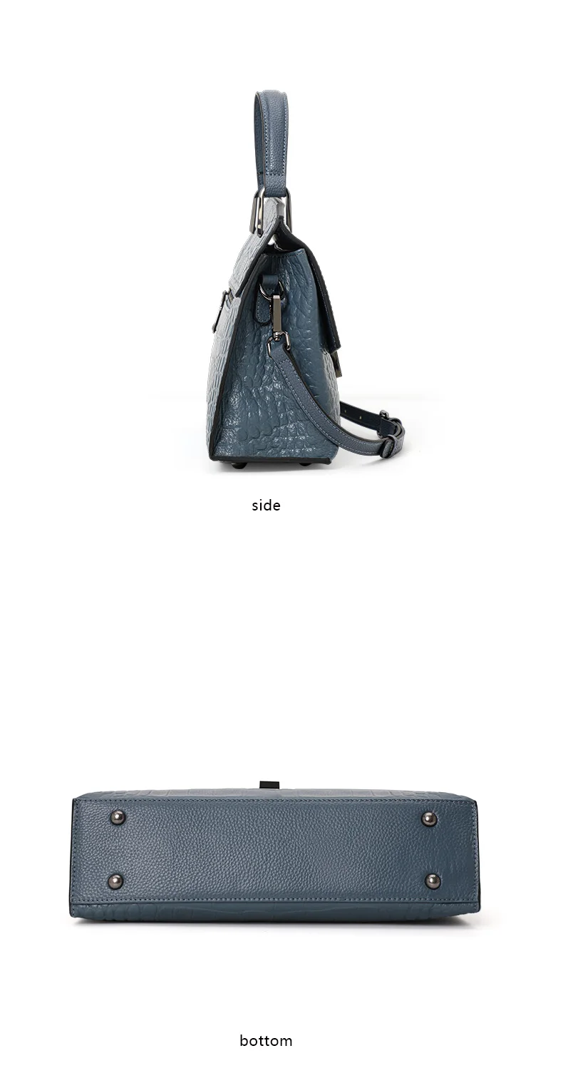 Aidrani Damenhandtasche aus echtem Rindsleder mit Krokodilmuster, Klappdeckel, große Kapazität, stilvolle Umhängetasche. – Detail 9