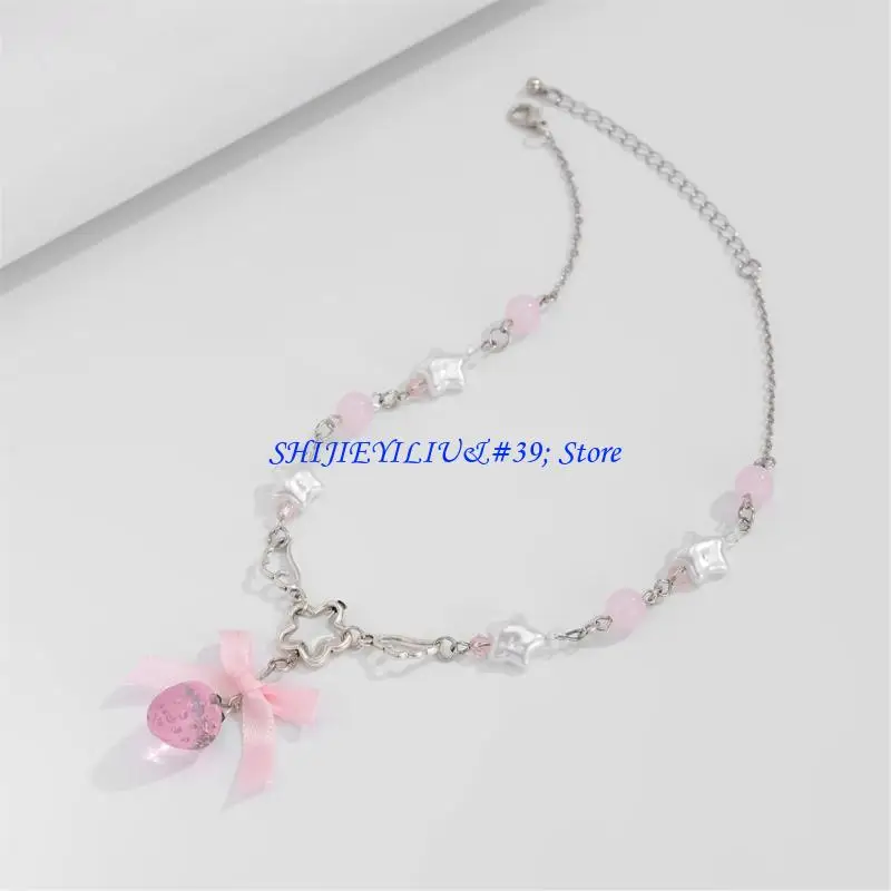E21F Multipurpose Lovely Strawberry Heart Necklace With Adjustable Chain for Girls Fashionable Party Wear Stylish Outfits