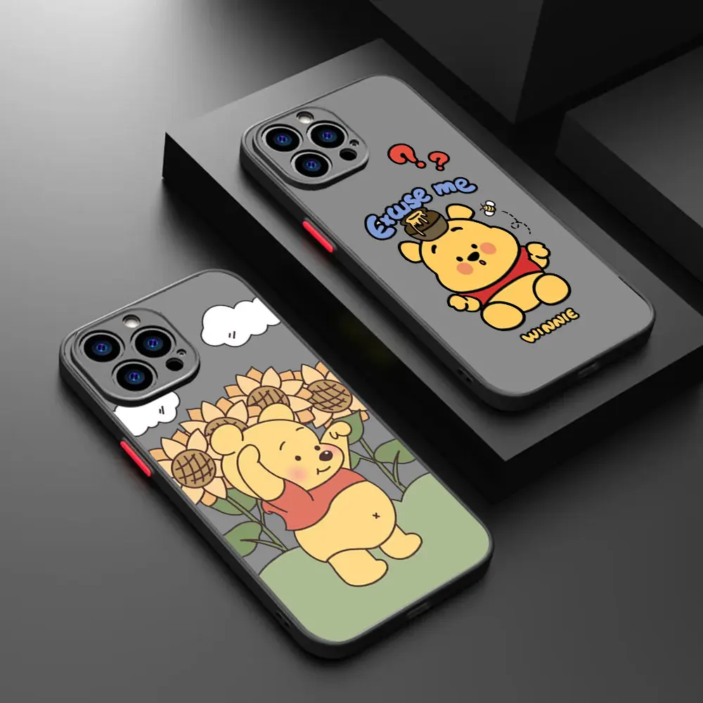 Disney's Adorable Pooh Matte Shockproof Phone Case Cover For APPLE iPhone 12 11 8 7 6 6S X XS XR PRO MAX PLUS 5G