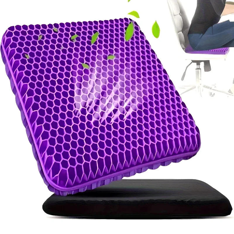 

Gel Cushion with Non-Slip Cover – Honeycomb Design, Durable Zipper Closure for Office, Home, Car & Chair Absorbs Pressure Points