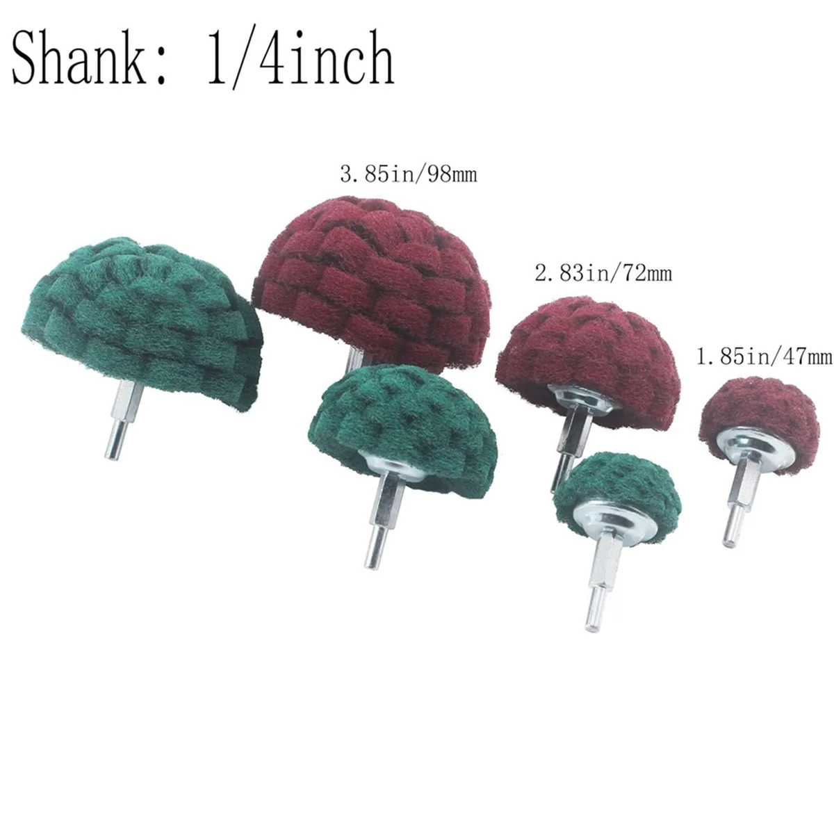 

A002 9 Pcs Scouring Pads, 1/4inch Shank Half Ball Shape Non Woven Buffing Polishing Kits for Drill, Drill Polishing Kits