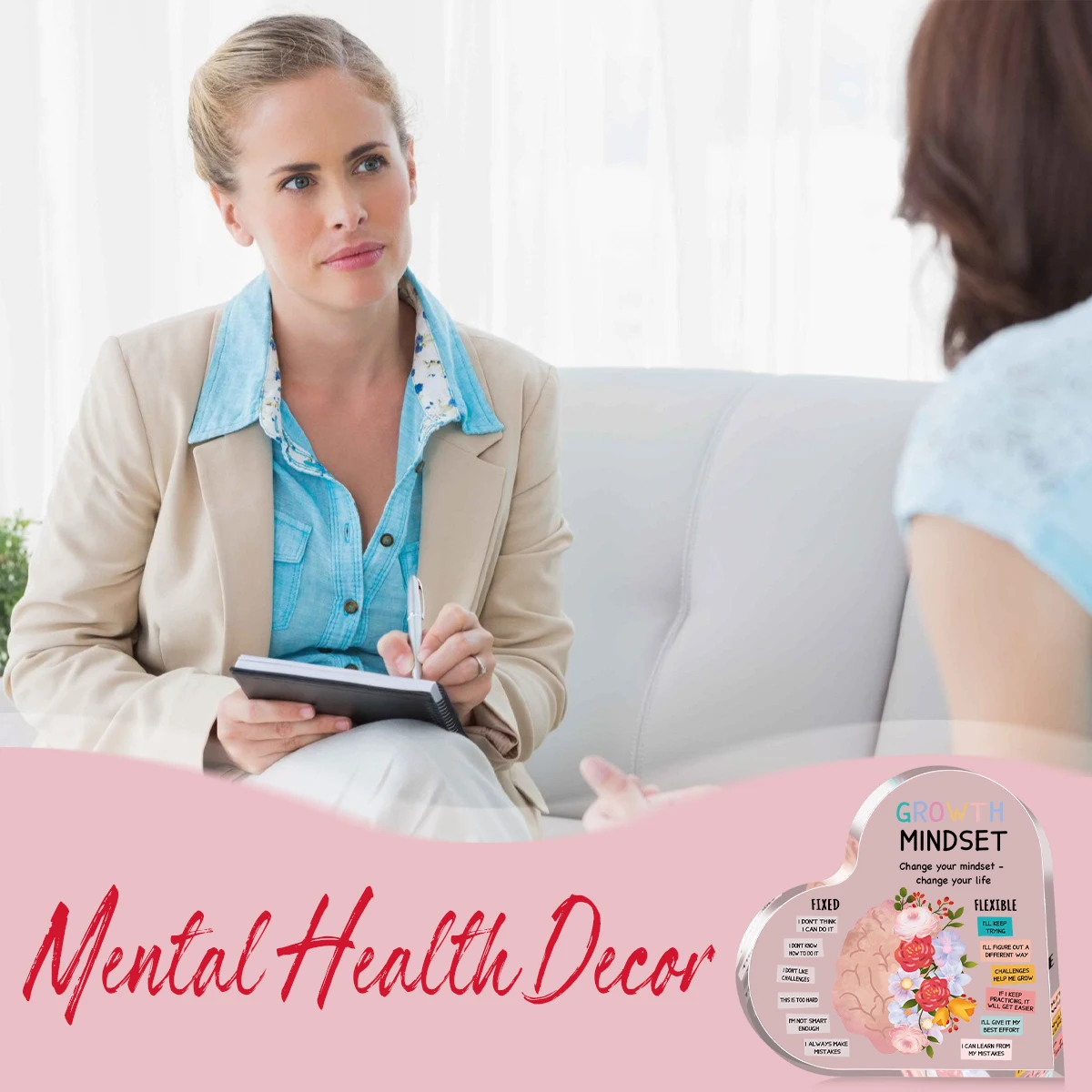 1 قطعة ديكور العقل النمو ، العلاج بالصحة العقلية مكتب غرفة الاكريليك علامة ، أقوال إيجابية هدايا ملهمة لطلاب المعلم