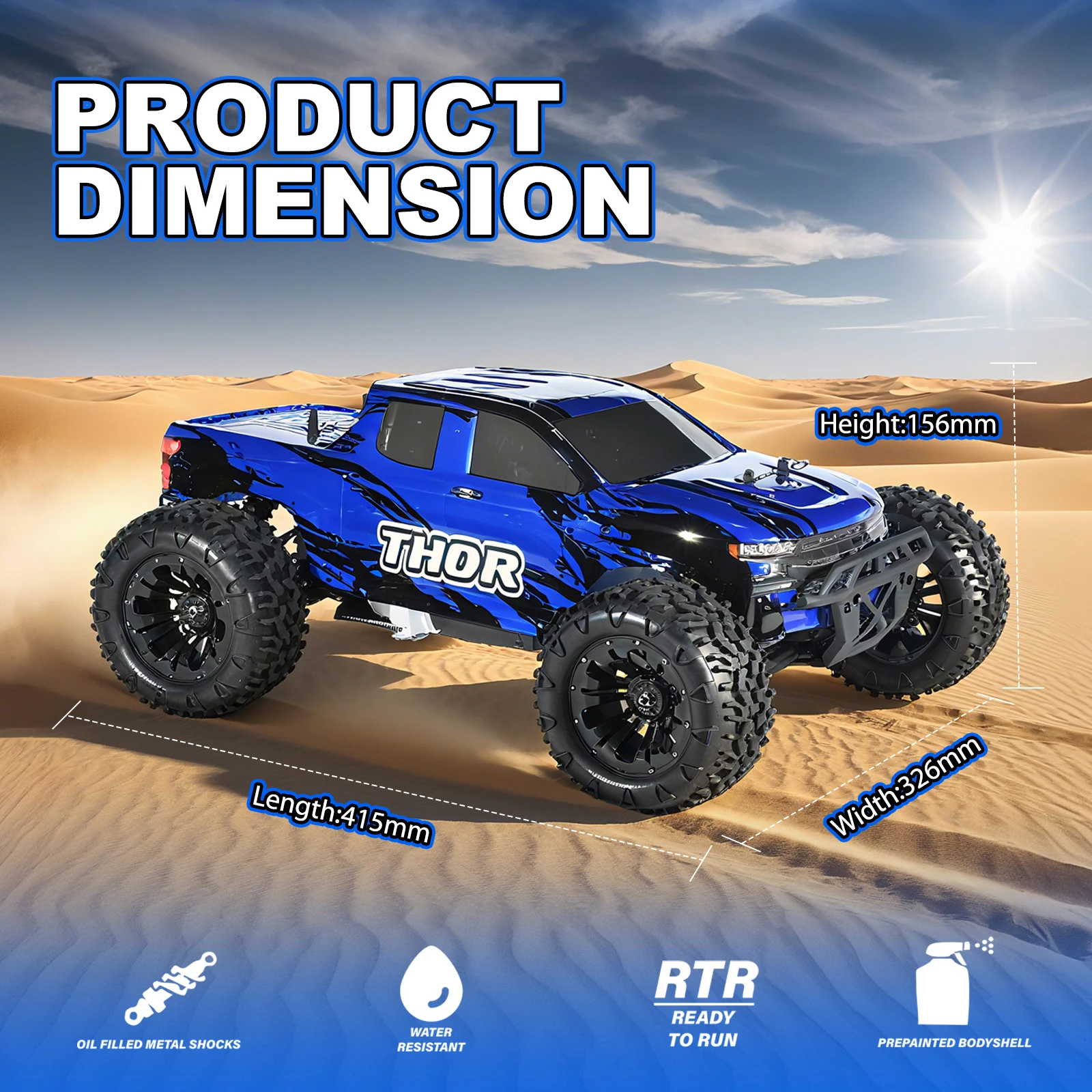 THOR NITRO 1/10 Scale 4WD Off-road Nitro RC Truggy 2.4G Engine High Speed #RH1002