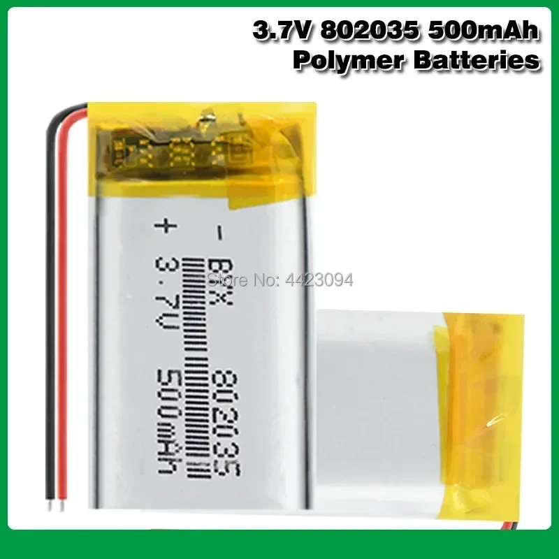 500mAh lithium-ion polymer 3.7 V 802035 battery For MP3 MP4 MP5 GPS KTV household battery amplifier audio computer microphone