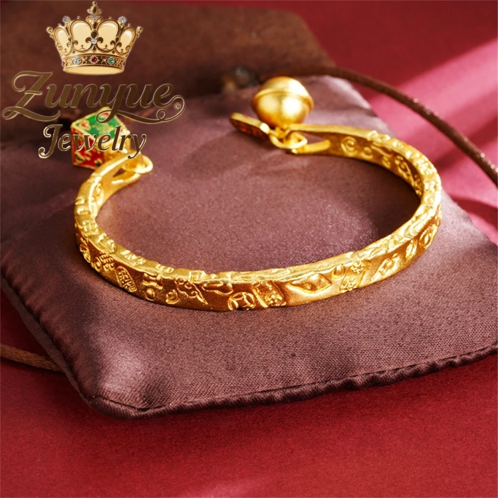 

Sand Gold Bracelet With A Pattern Of Bells And A Ruyi Bracelet Luxury Quality Jewelry Fashion Jewelry Exquisite Charms Popular