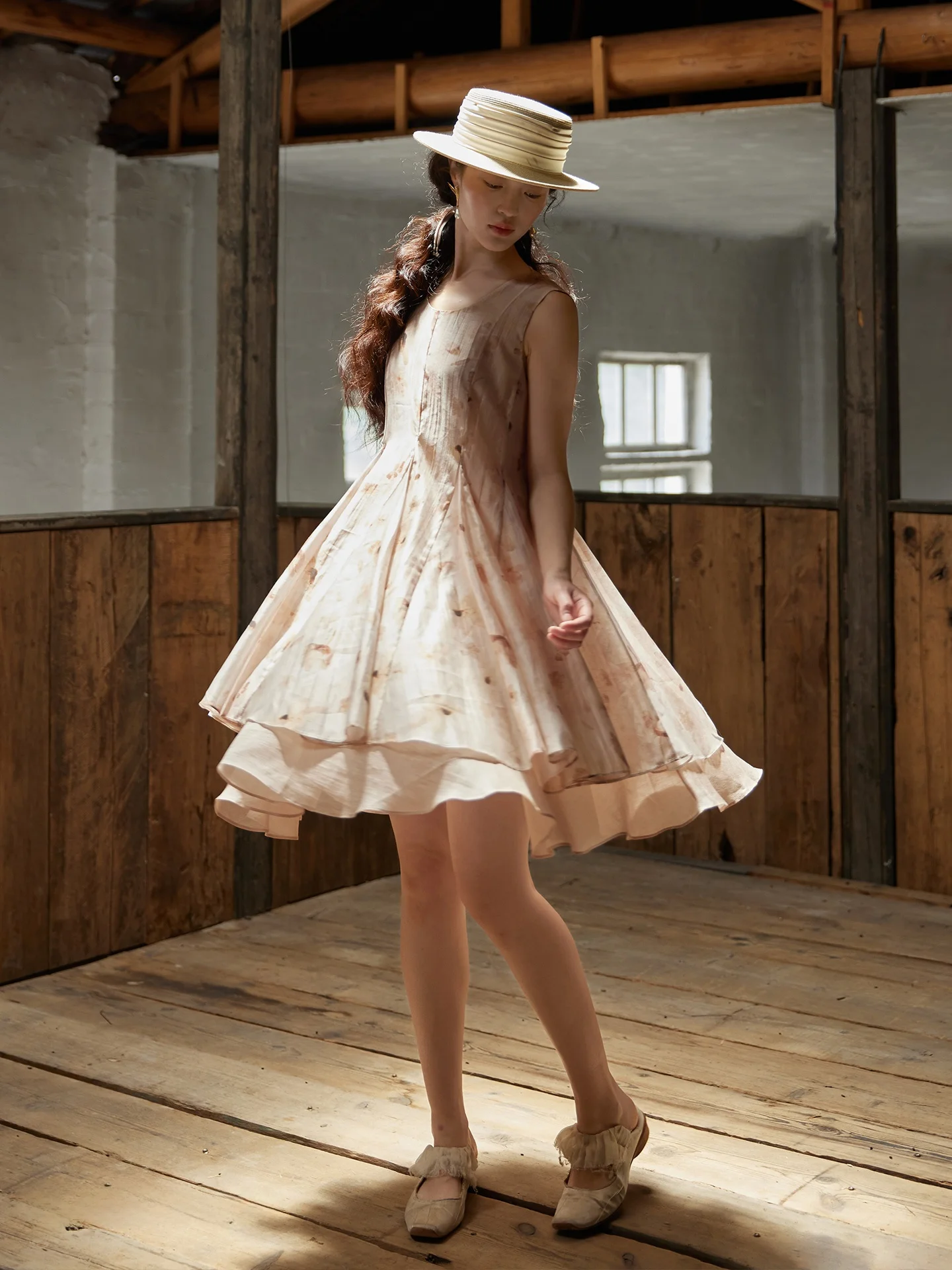 

Ele A-Line Svel Dr Slimming Waist Double Layer Skirt Drift Lightly Faionable Women's Summer Casual Wear