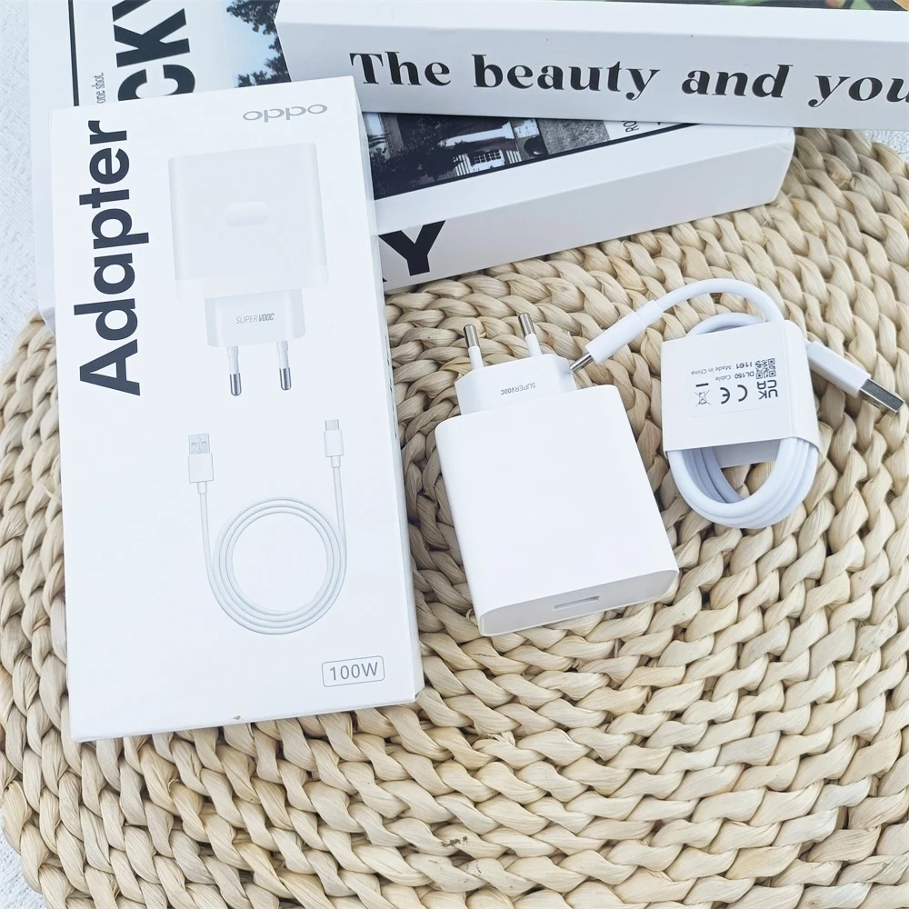 OPPO 100W SuperVOOC EU Charger Power Adapter With Type C Cable For OPPO Reno16 15 14 Find X8 X10 Ultra X9 Pro Oneplus 15 13 12