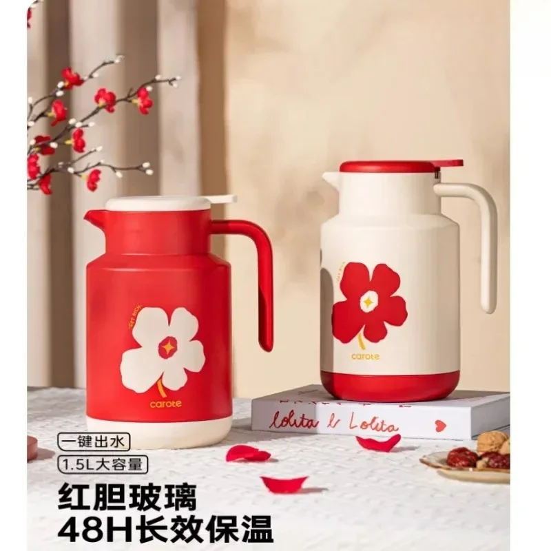 Tea pot glass bottle Portable water bottles coffeepot Heat preservation water bottle Glass liner insulation pots thermos flask