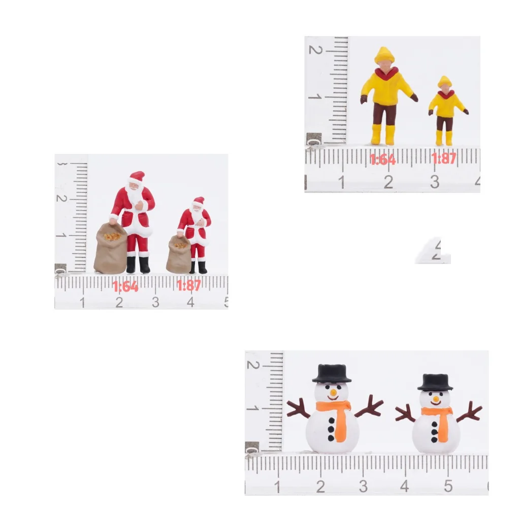 Diorama de resina 1/64 papai noel figuras em miniatura carro brinquedo 1/87 minifiguras modelo natal diy figura brinquedos colecionáveis