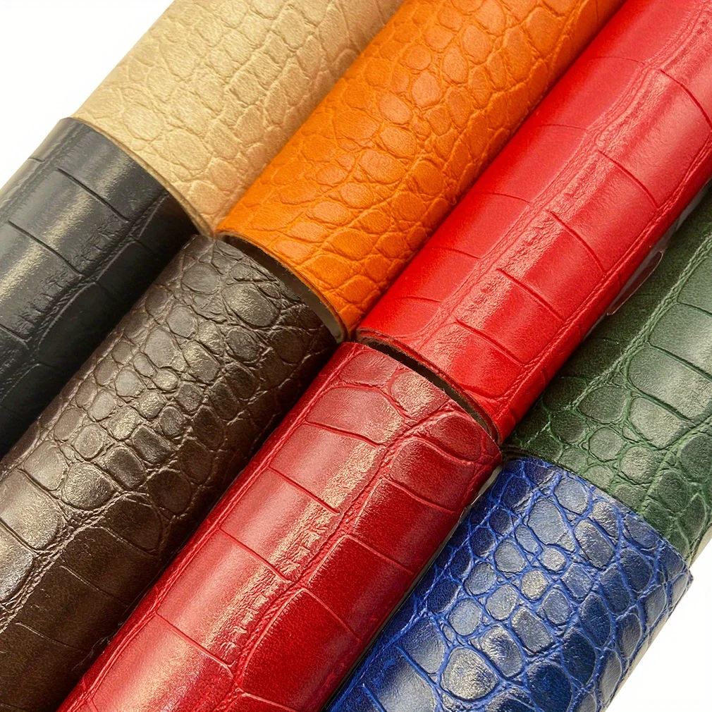 

8 Pcs Alligator Crocodile Embossed Faux Leather Sheet, 30X20CM Synthetic PU Leather Fabric for DIY Handicrafts Keychains Making