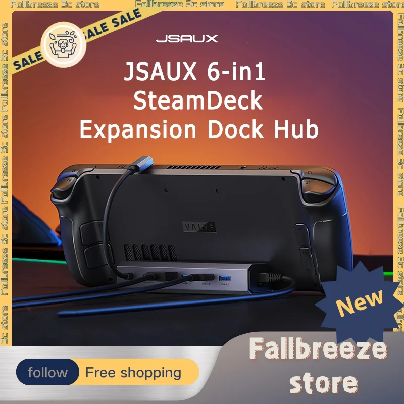 

JSAUX 6-in-1 SteamDeck Docking Station Custom 4K 60HZ PD100W Gigabit Ethernet Port USB3.0 Socket Docking Station For SteamDeck