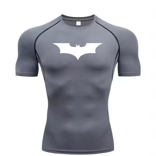 Bat Printed Men's Tight T-Shirt Running Compression Compression T Shirt Gym Fitness Jogging Short Sleeve Male Casual Shirt Tops - Image 8