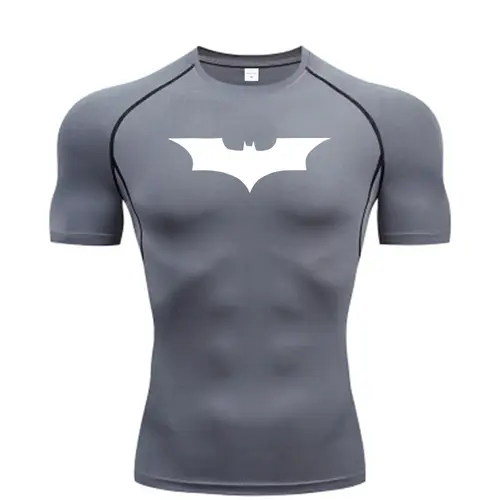 Bat Printed Men's Tight T-Shirt Running Compression Compression T Shirt Gym Fitness Jogging Short Sleeve Male Casual Shirt Tops - Image 8