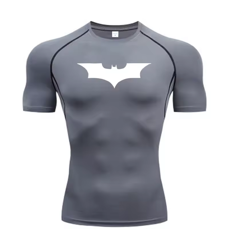 Bat Printed Men's Tight T-Shirt Running Compression Compression T Shirt Gym Fitness Jogging Short Sleeve Male Casual Shirt Tops - Image 8