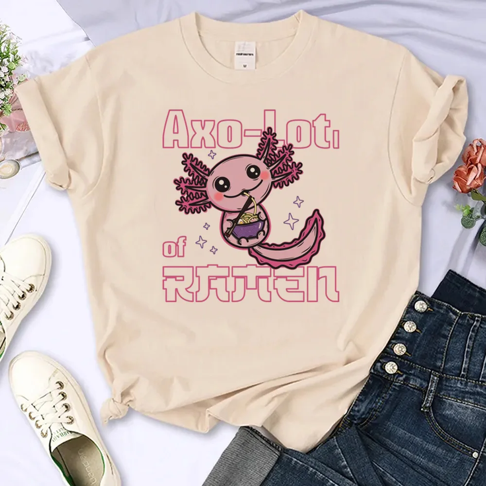 Axolotl t-shirts women funny designer Japanese tshirt female funny anime designer clothing