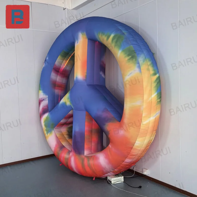 Inflatable Peace Logo Activity Decoration Inflatable Peace Logo Model with Blower Customizable Colors