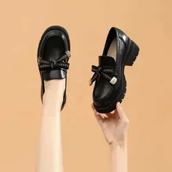 Ladies Pumps Kawaii Platform Evening With Bow Cute Women's Shoes A Premium Y2k Footwear Low Price Lastest Stylish Slip On