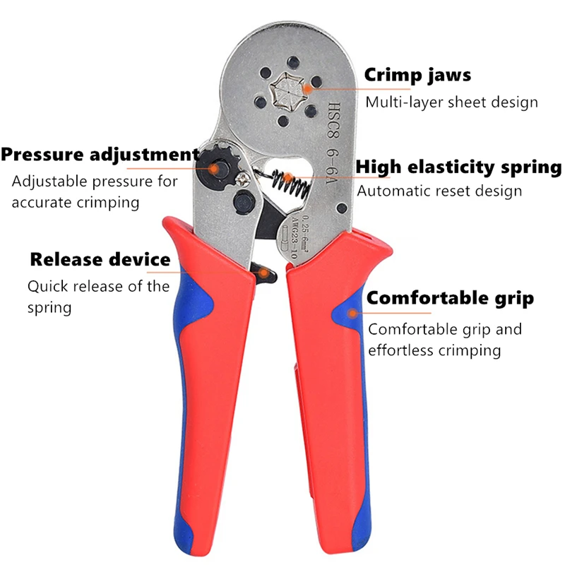 Tubular Terminal Crimping Tool HSC86-4A Pliers Ferrule Crimper Tools Electrician Clamp Sets Wire Tips Hand Tools