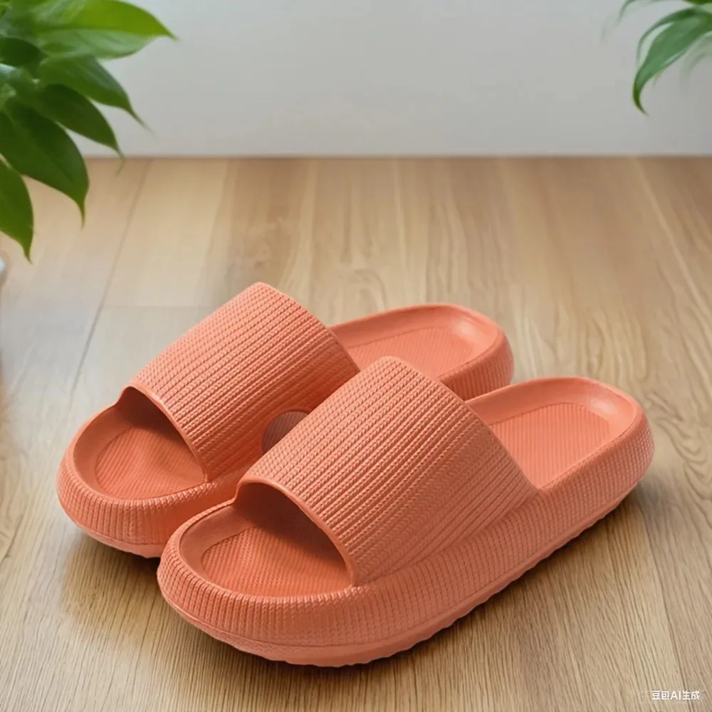 

Простые однотонные тапочки на толстой подошве, летние домашние домашние домашние тапочки на толстой подошве, крутые тапочки из ЭВА для пар