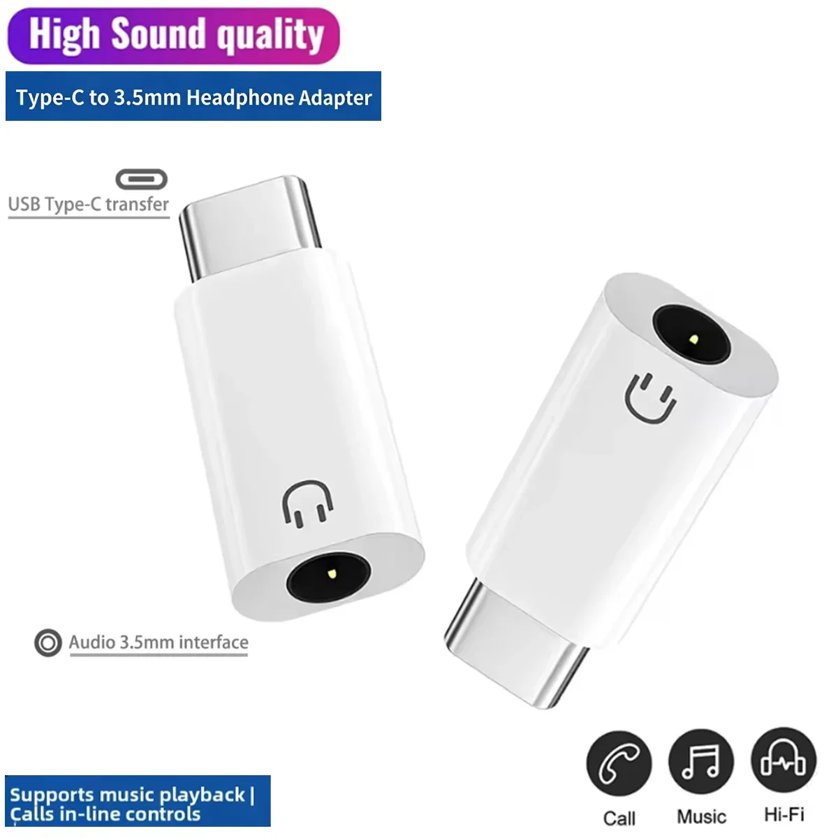 

1/2pcs USB C to 3.5mm Earphone Adapter Audio Converter Jack for iPhone 15 Samsung Type-C Headphone Connector 3.5mm Jack USB C