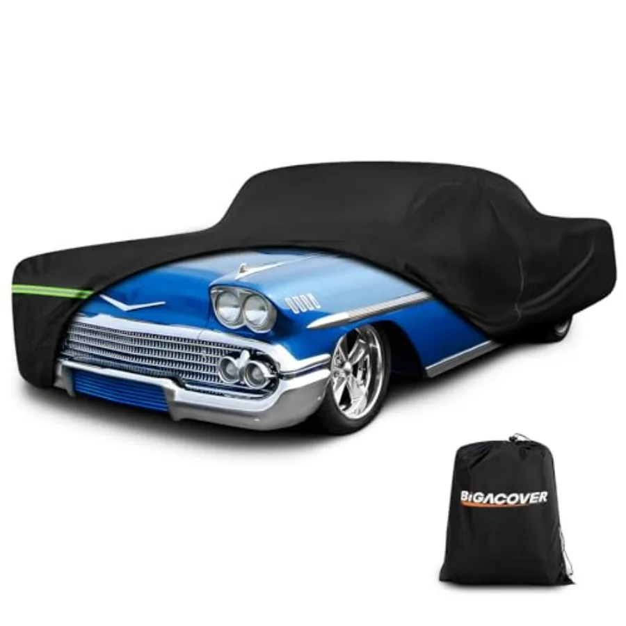 

Waterproof Car Covers for Chevy Impala 2-Door/Bel Air/Biscayne 2/Sedan/Coupe 1958-1970, 420D Oxford Cloth, Black, Sun Heat Prot