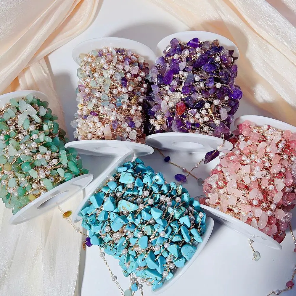 

1Meter Colorful Crystal Irregular Stone Chains Imitation Pearl Chain for Jewelry Making DIY Necklace Bracelet Accessories