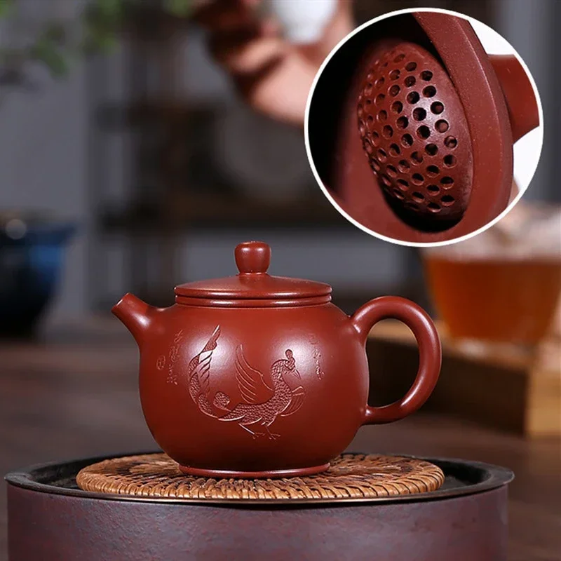 

180ml Boutique Dahongpao Purple Clay Teapot Handmade Ball Hole Filter Beauty Tea Pot High Quality Yixing Zisha Tea Accessories