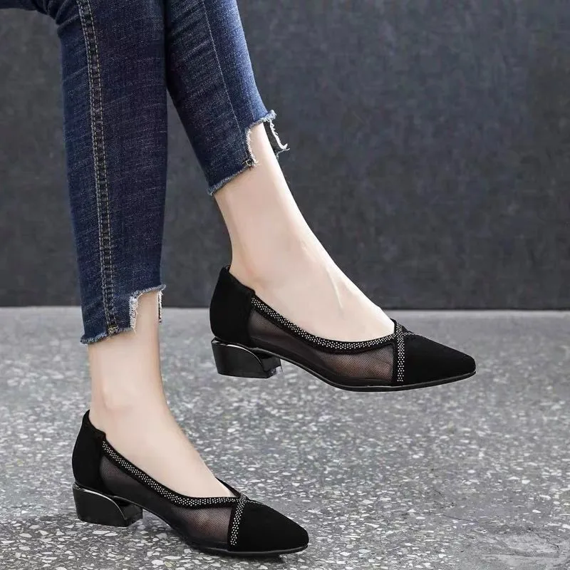 Shoes for Women 2023 High Quality Spring and Autumn Women Pumps Solid Color Sequins PointedToe Shallow Mouth Zapatillas De Mujer