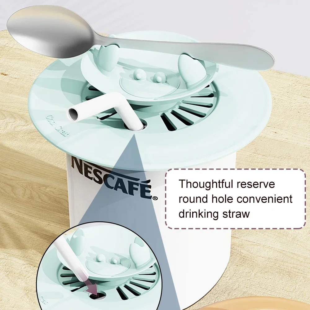 غطاء كوب سيليكون قابل لإعادة الاستخدام من الدرجة الغذائية، مقاوم للغبار، محكم الغلق لأكواب الشاي والمشروبات الساخنة #3