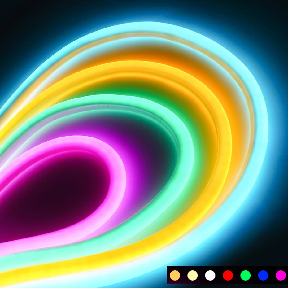 أبيض أحمر أخضر أزرق وردي مستدير النيون LED قطاع 220 فولت الاتحاد الأوروبي قابس طاقة مقاوم للماء النيون حبل ضوء عطلة المنزل حديقة إضاءة ديكوريّة #1