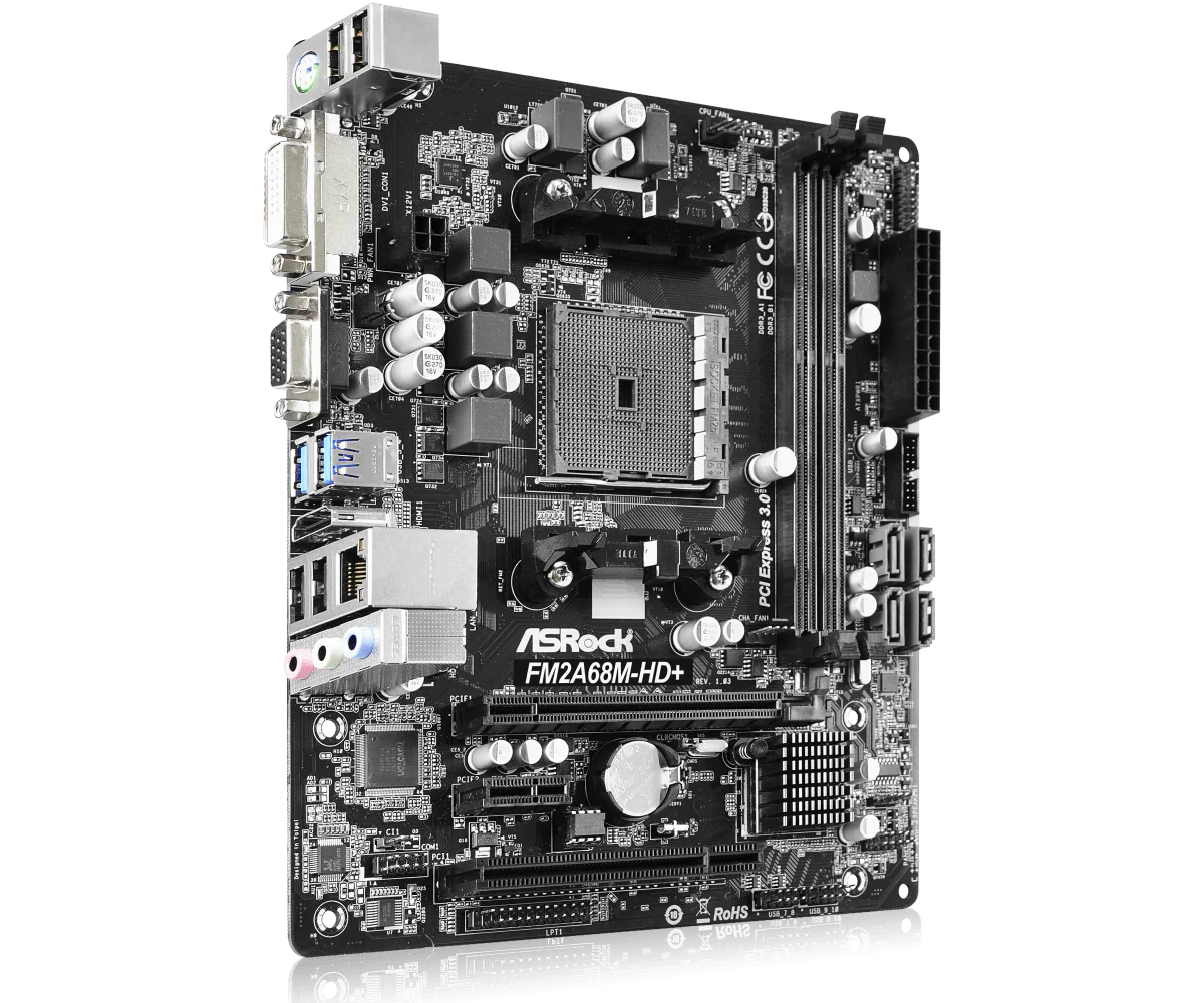 Imagem -03 - Asrock-placa-mãe Fm2a68m-hd Mais Soquete Fm2 Mais Amd A68h Ddr3 32gb Pci-e 3.0 Sata Iii Vga Micro Atx Suporte A10 Ad680 A10 Ad7800