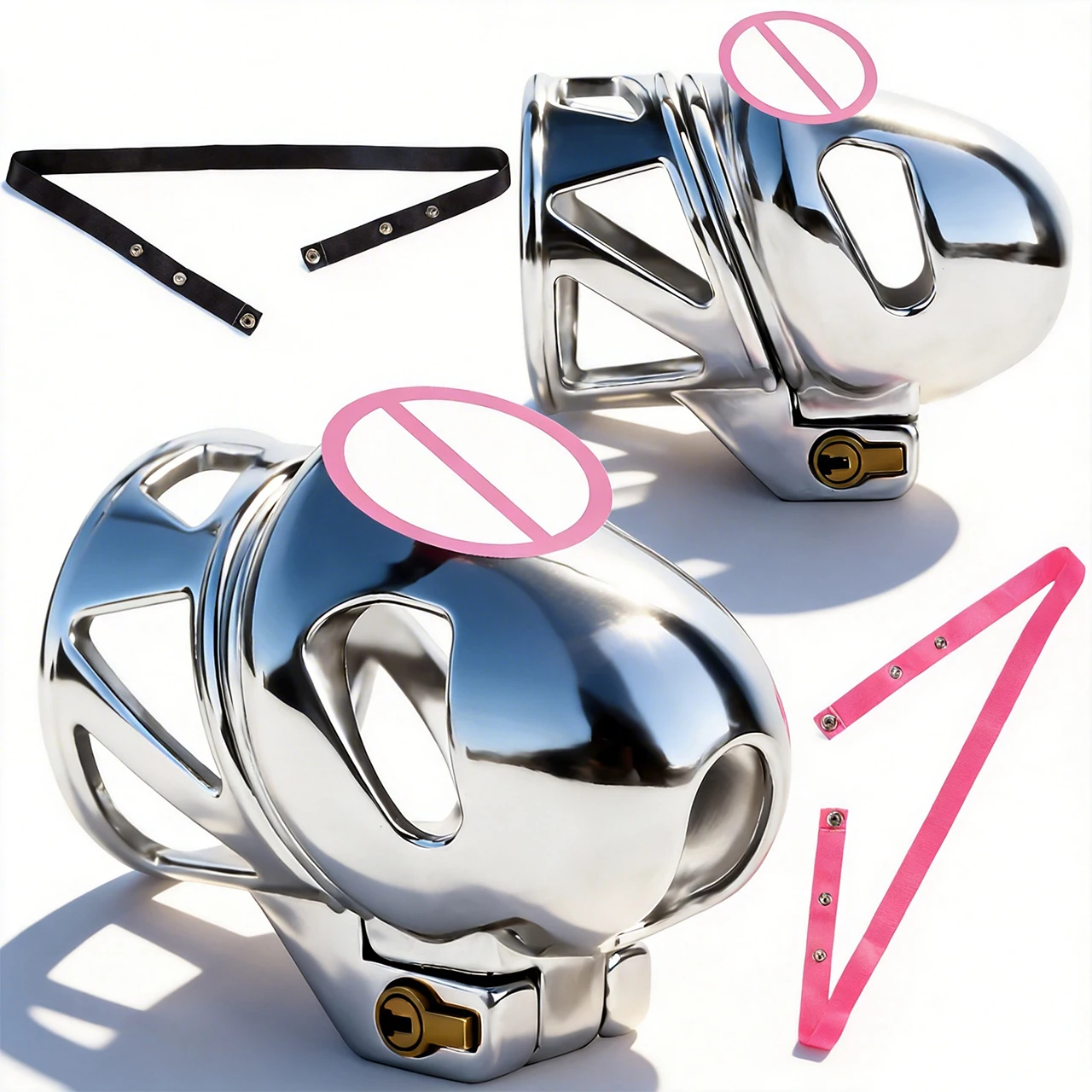 FRRK Premium Stainless Steel Glans Chastity Device SM Lock Cock Cage 9 Size Invisible Penis Rings BDSM Adult Fetish Erotic Toys