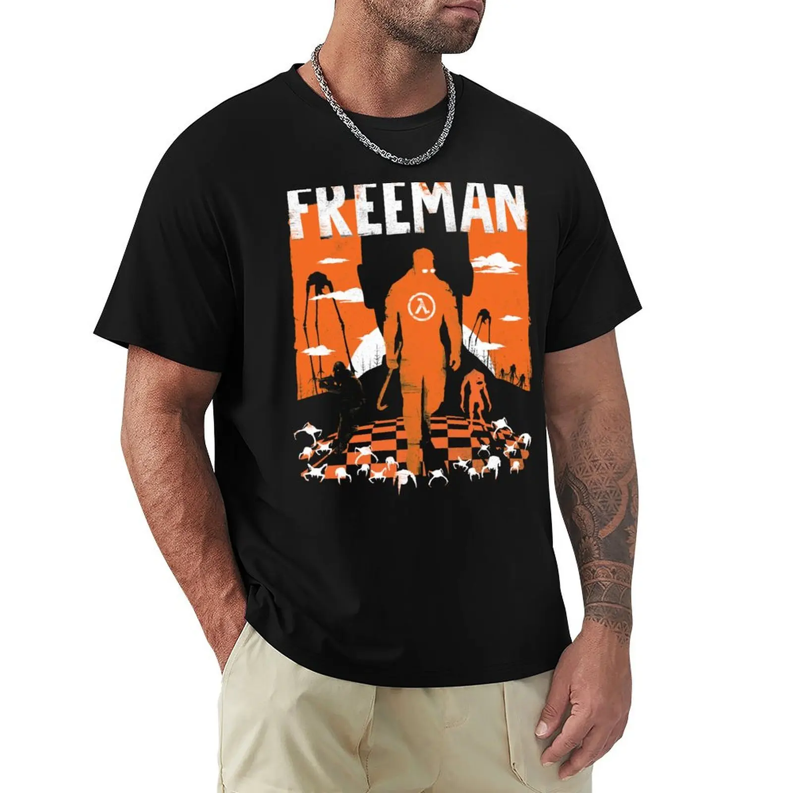 The Freeman - Half life shirt, halflife T-Shirt sports fans blacks vintage mens designer clothes